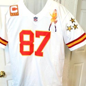 T Swiftie KC 87 Football Custom Jersey Theme ( 13 ) Necklace White/Red Size M